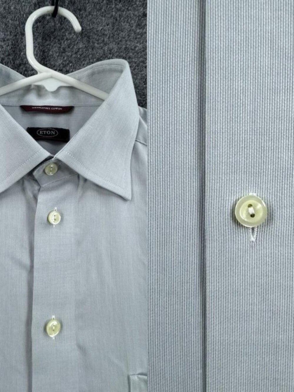 Eton Wrinkle Free Blue 16.25 Pocket Solid Elegant Cotton Men Shirt Long Sleeve